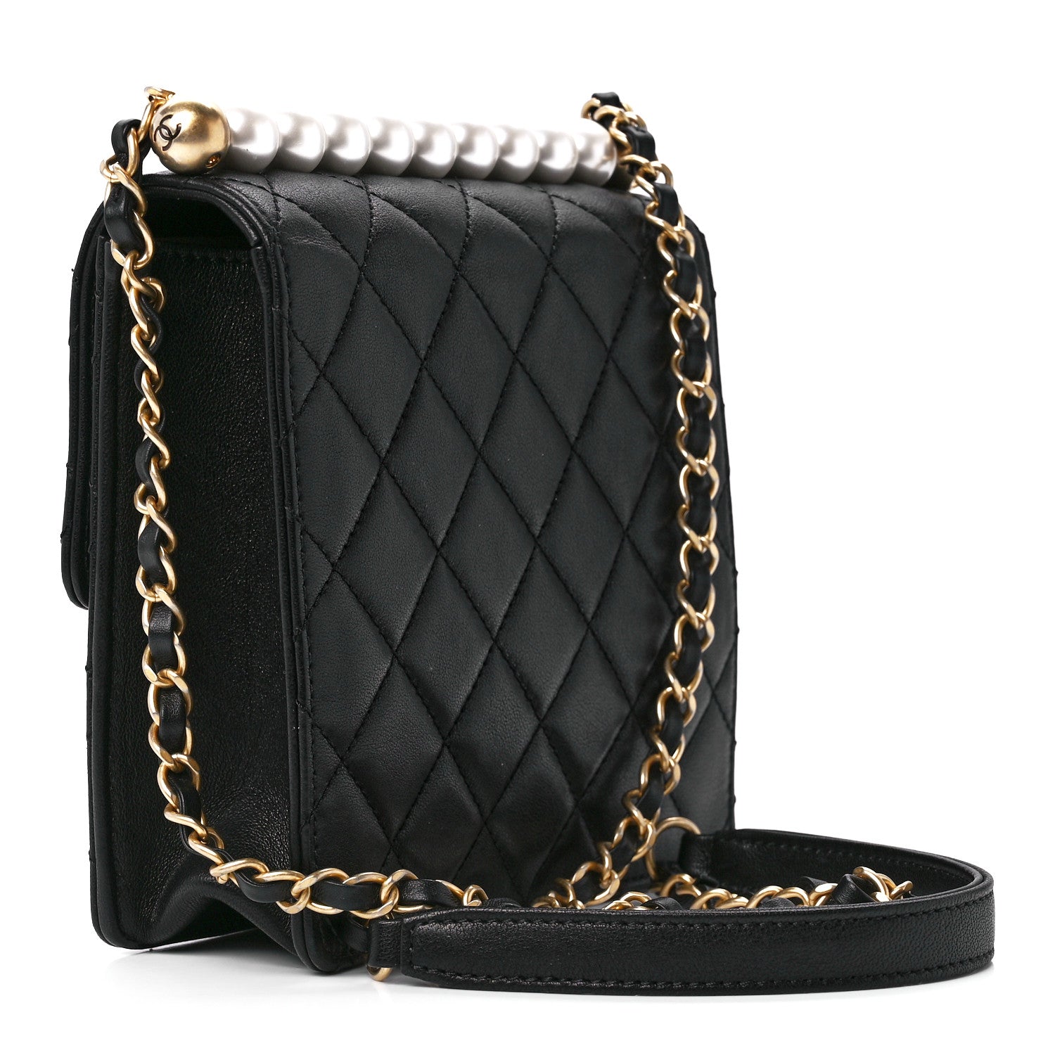 Chanel Lambskin Quilted Chic Pearls Flap Black 3 of 12