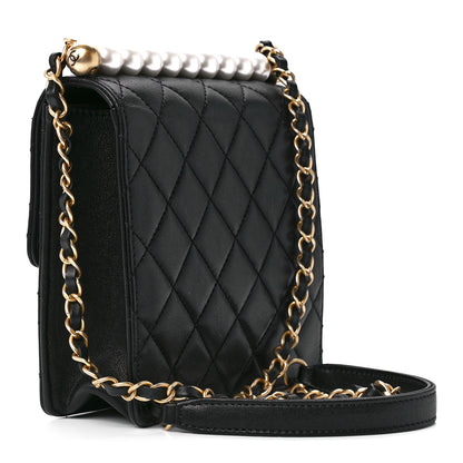 Chanel Lambskin Quilted Chic Pearls Flap Black 3 of 12