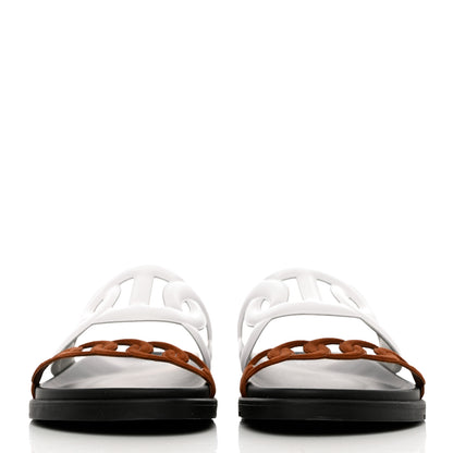 Hermes Suede Goatskin Nappa Extra Sandals 40 White Gold 2 of 9