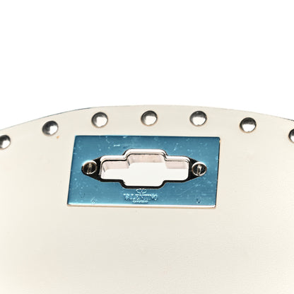 Valentino Garavani Nappa Denim Medium Rockstud Spike Halfmoon Saddle Bag Ivory Blue 11 of 14