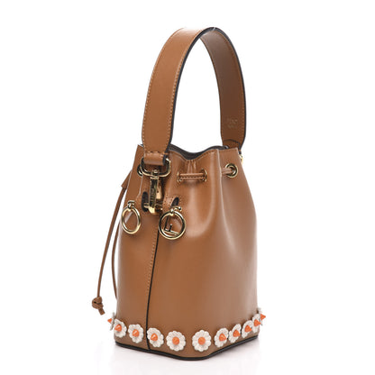 Fendi Vitello Liberty F is Fendi Floral Embellished Mini Mon Tresor Bucket Bag Caramello 3 of 10