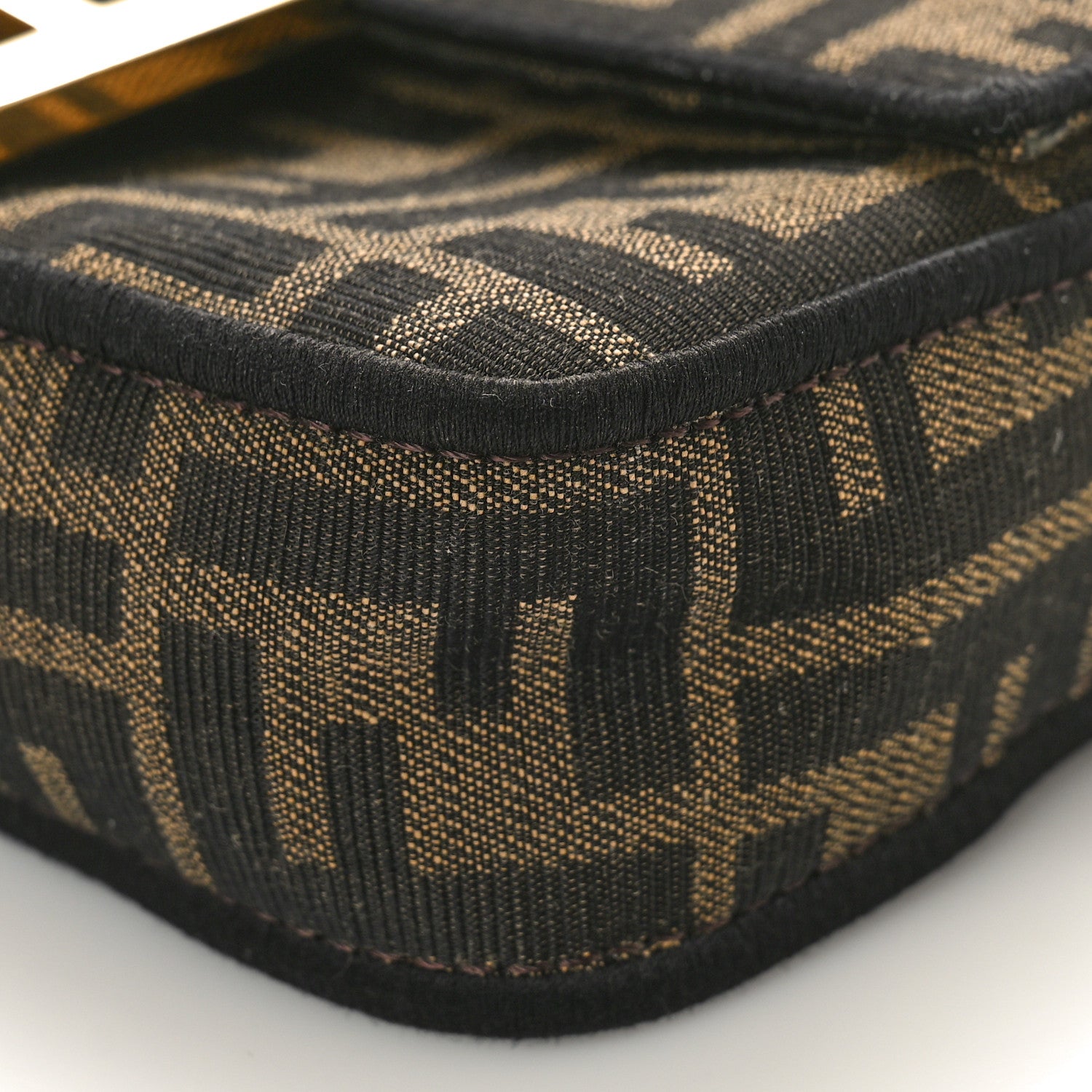 Fendi Fabric Jacquard FF 1974 Mini Baguette Tobacco Moro Black 8 of 9