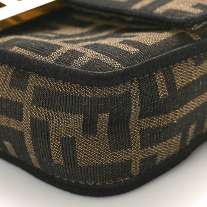 Fendi Fabric Jacquard FF 1974 Mini Baguette Tobacco Moro Black 8 of 9