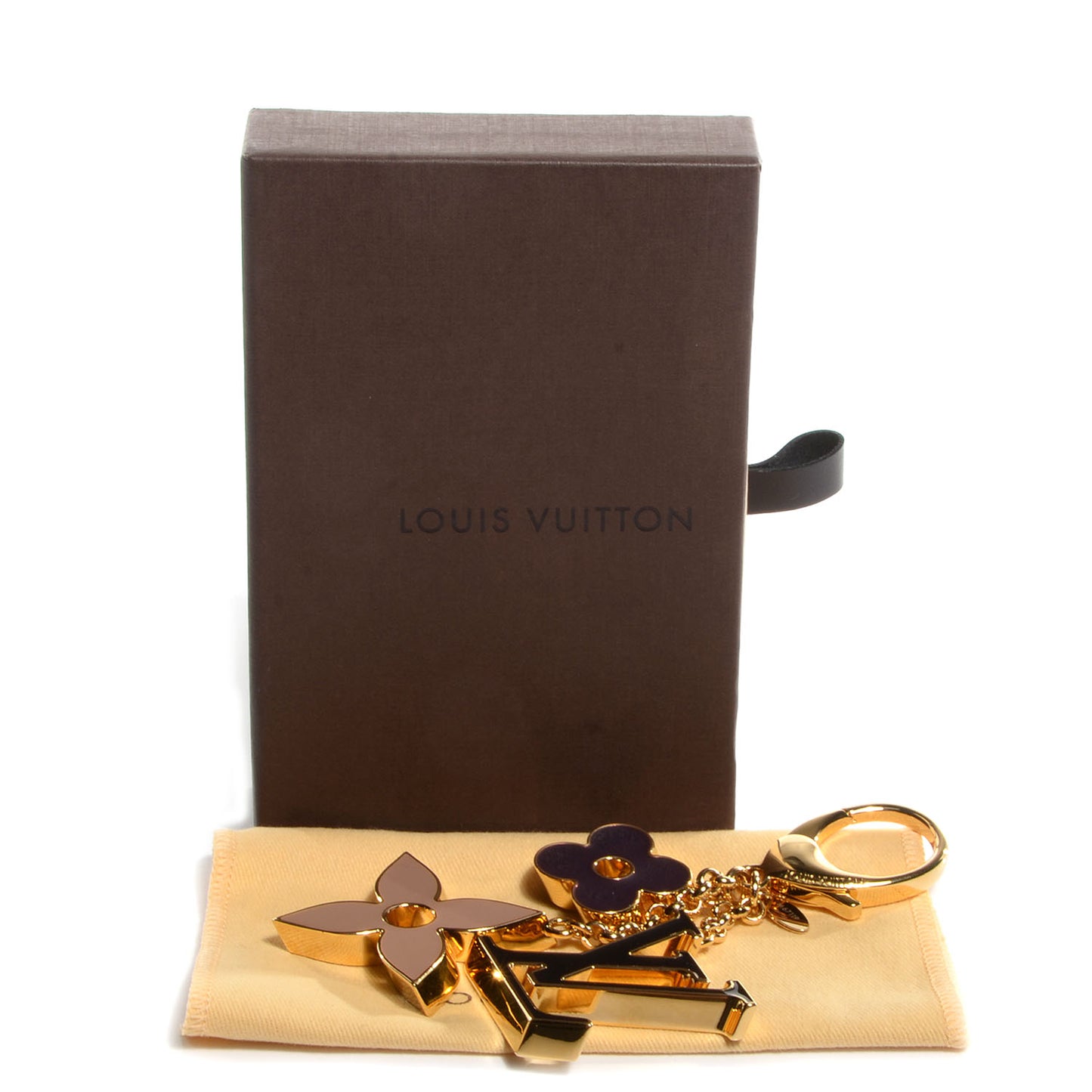 Fleur De Monogram Bag Charm Dore