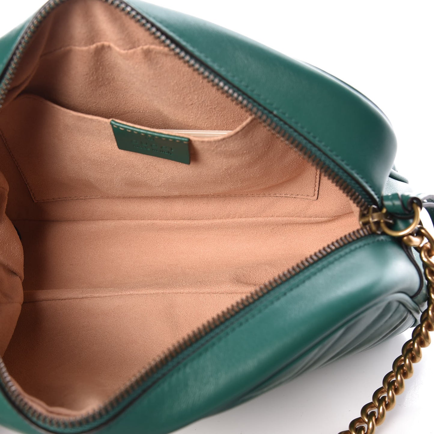 Calfskin Matelasse Small GG Marmont Chain Shoulder Bag Emerald Green