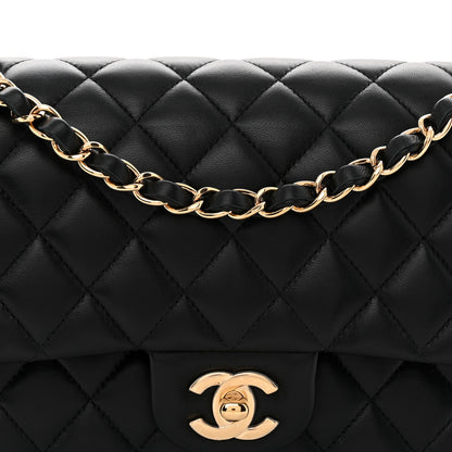 Chanel Lambskin Quilted Medium Double Flap Black Black 8 of 12