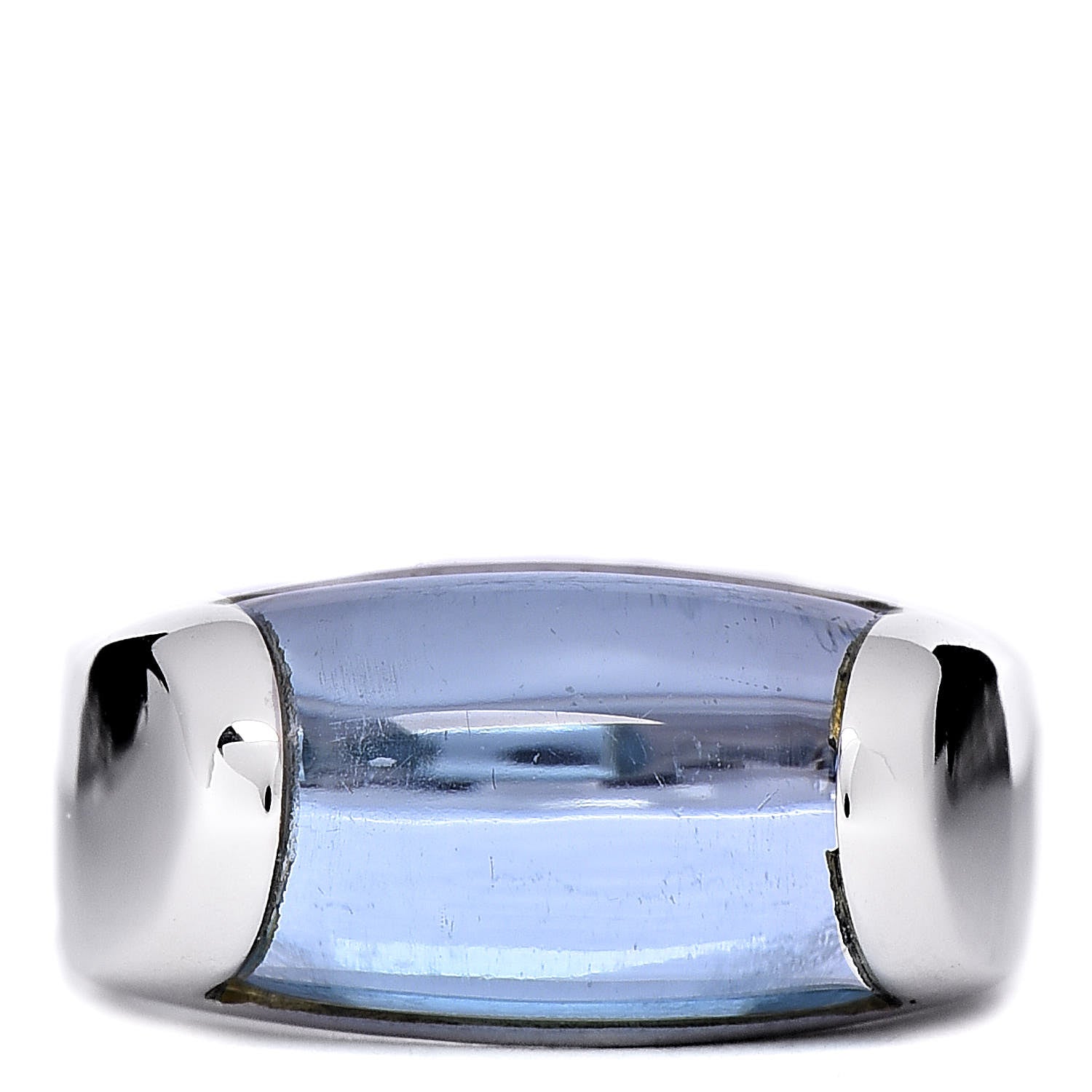 Bulgari 18K White Gold Blue Topaz Tronchetto Ring 49 4.75 1 of 6