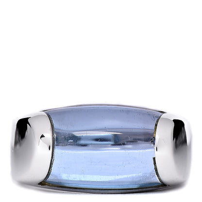 Bulgari 18K White Gold Blue Topaz Tronchetto Ring 49 4.75 1 of 6