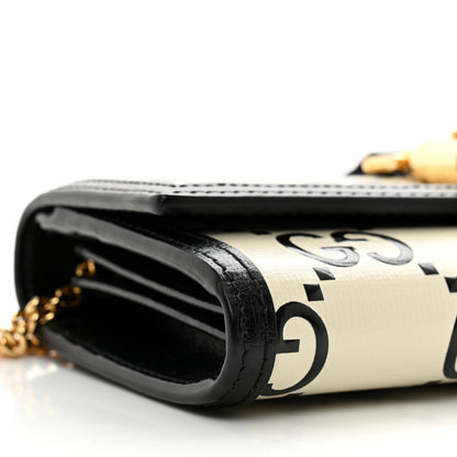 Gucci Azalea Calfskin GG Monogram Bi-Color Debossed Jackie 1961 Chain Wallet Mystic White Black 9 of 10