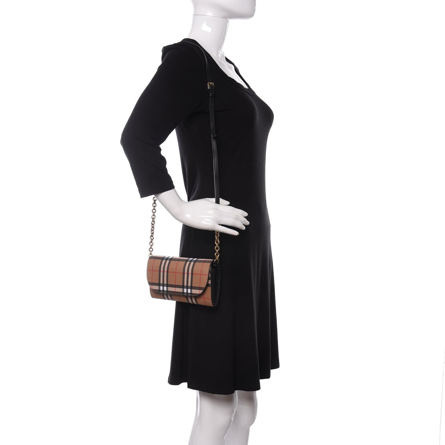 Vintage Check Henley Wallet On Chain Black