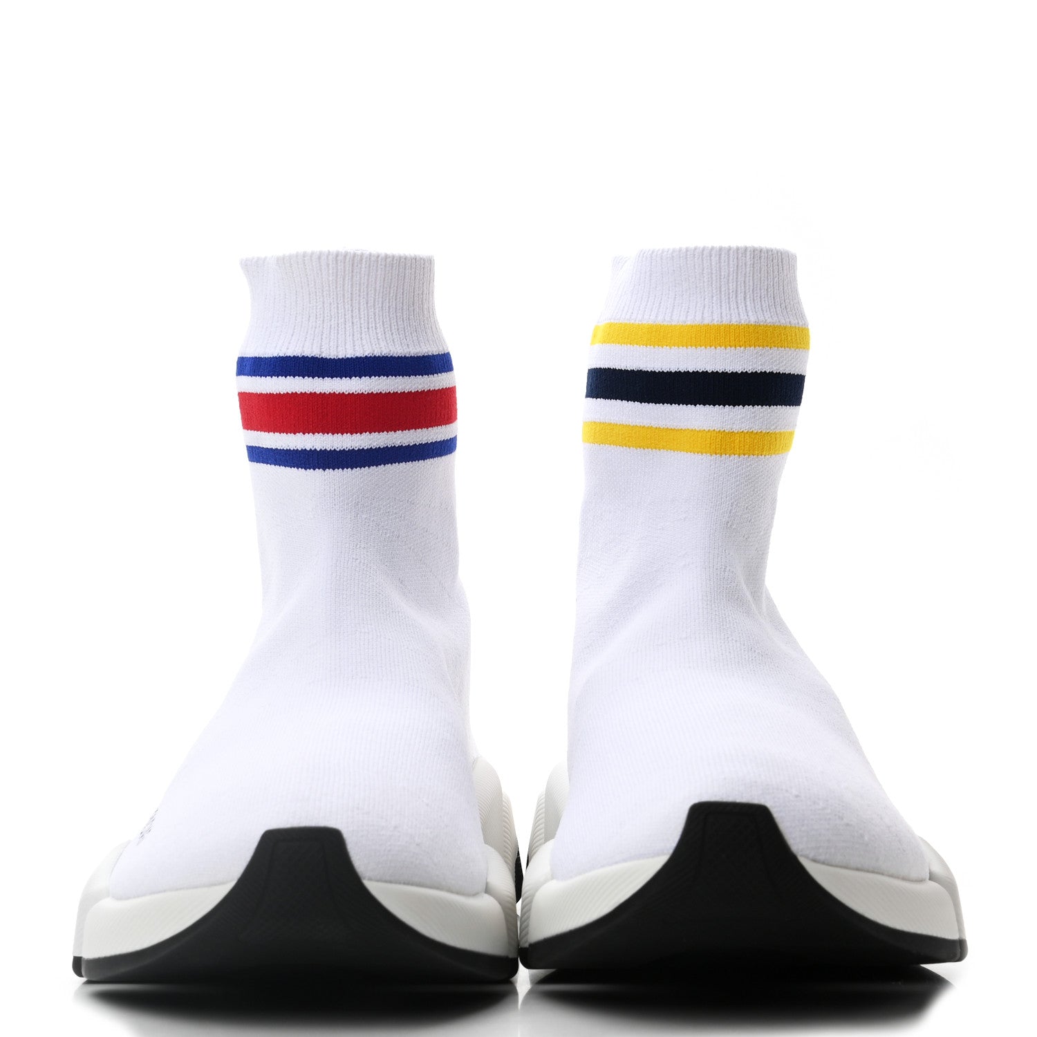Balenciaga Technical 3D Recycled Knit Striped Womens Speed 2.0 Sneakers 39 White Multicolor 2 of 7