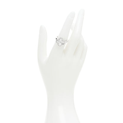 Van Cleef & Arpels 18K White Gold Guilloche Vintage Alhambra Ring 54 6.75 2 of 6
