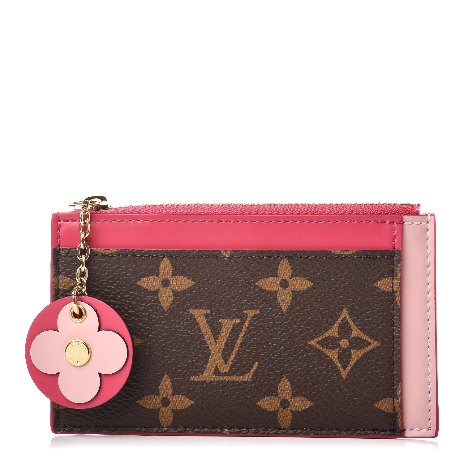 Louis Vuitton Monogram Blooming Flowers Zipped Card Holder Hot Pink Rose Ballerine 1 of 7