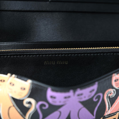 Miu Miu Goatskin Madras Cat Wallet Black 7 of 9