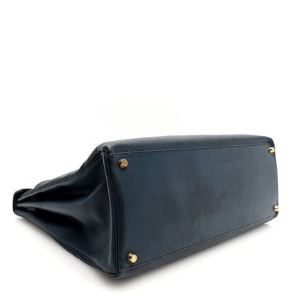 Hermes Courchevel Kelly Retourne 40 Bleu Marine 4 of 14