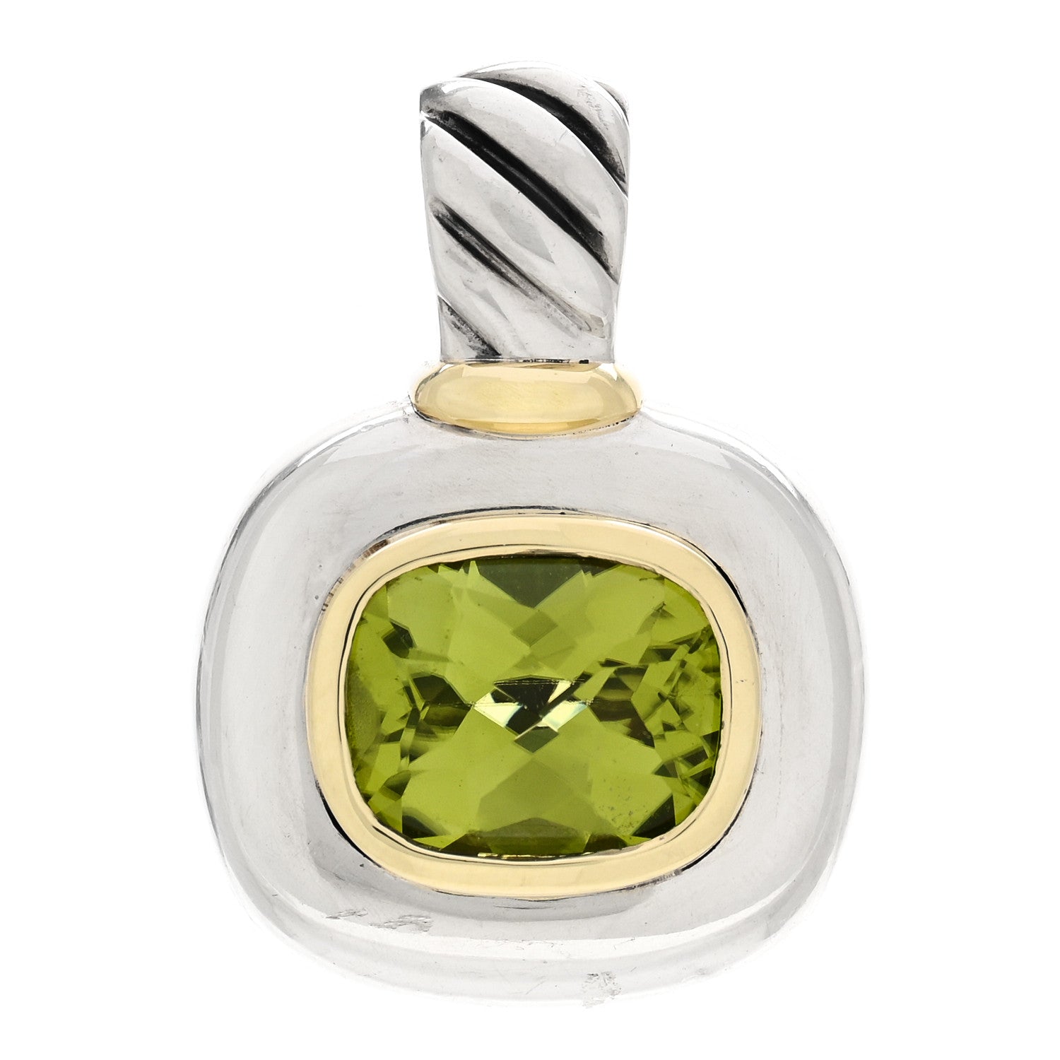 David Yurman Sterling Silver 14k Yellow Gold Peridot 10mm Enhancer Pendant 1 of 3