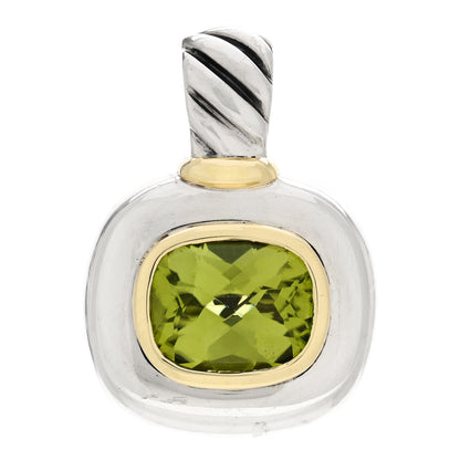 David Yurman Sterling Silver 14k Yellow Gold Peridot 10mm Enhancer Pendant 1 of 3