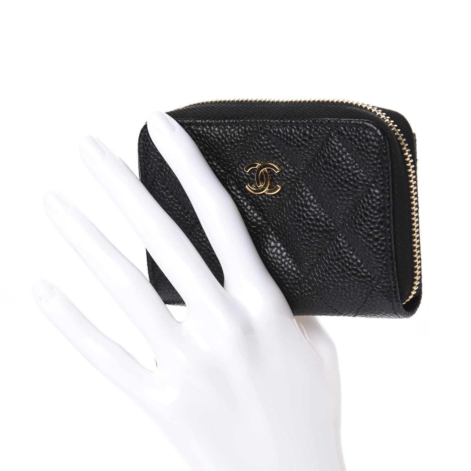 Chanel Caviar Quilted Zip Coin Purse Black 2 of 8