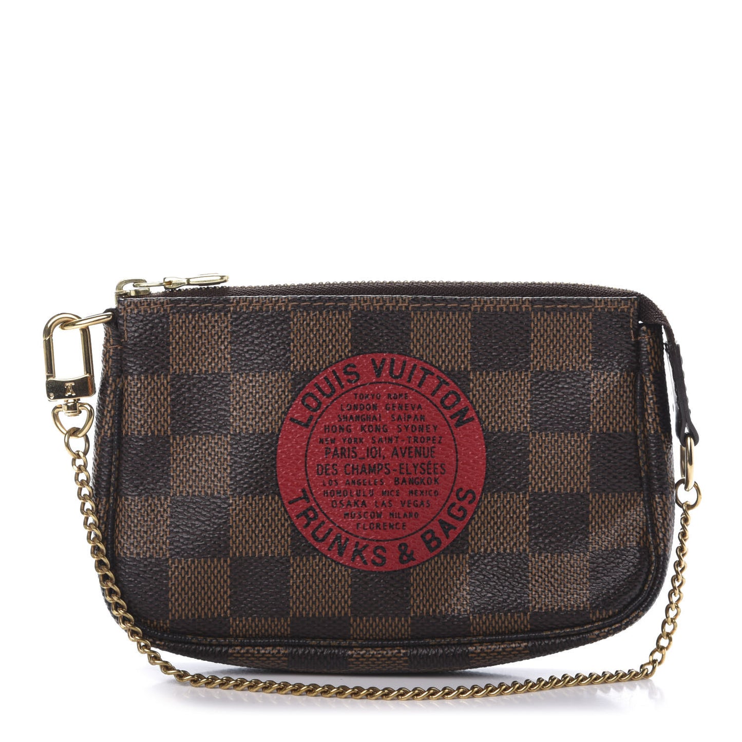 Damier Ebene Complice Trunks and Bags Mini Pochette Accessories Red