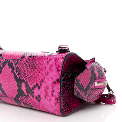 Balenciaga Calfskin Python Effect Neo Classic Silver Hardware Mini City Fuchsia Black 10 of 10