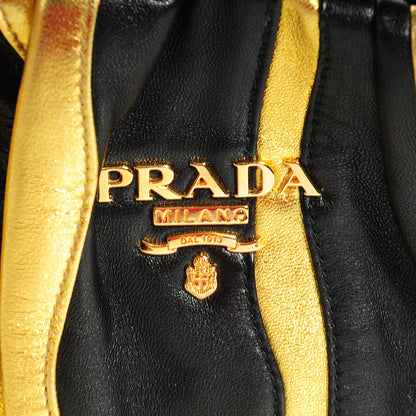 Prada Nappa Stripes Shoulder Bag Black Oro 5 of 8