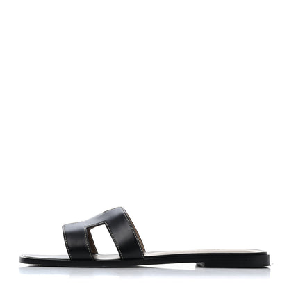 Hermes Box Calfskin Oran Sandals 41 Black 1 of 4