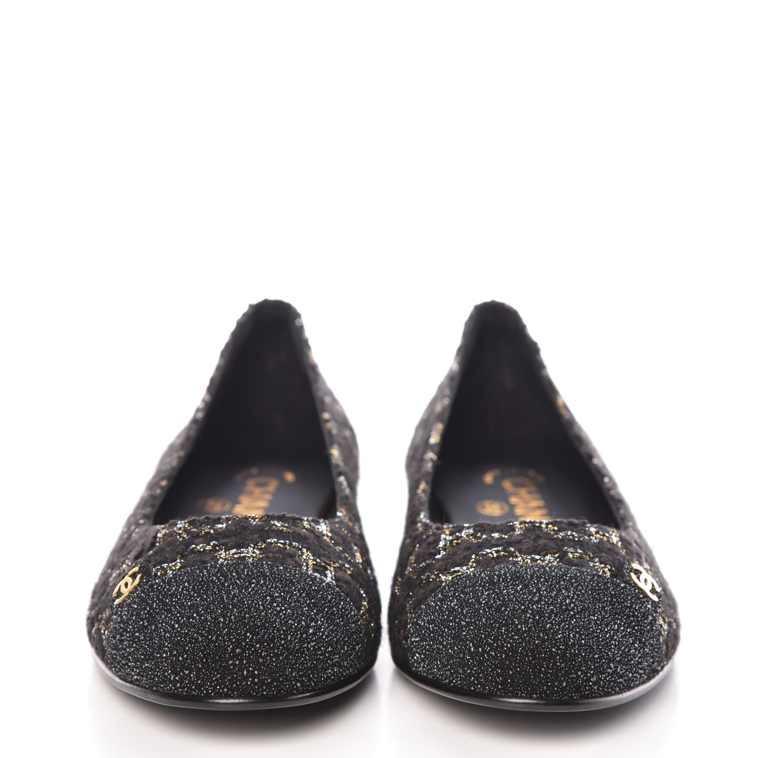 Chanel Tweed Cap Toe Ballerina Flats 36 Black 2 of 9