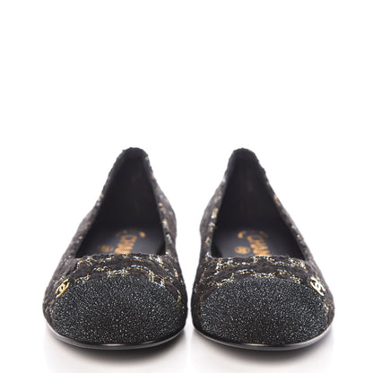 Chanel Tweed Cap Toe Ballerina Flats 36 Black 2 of 9