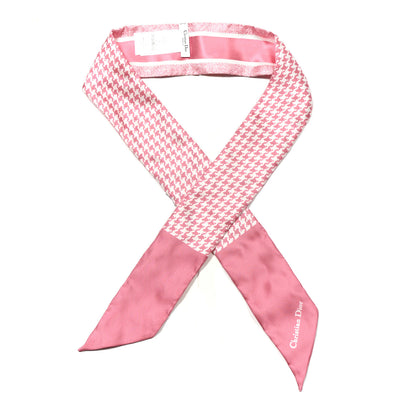 Christian Dior Silk Houndstooth Mitzah Scarf Pink 1 of 4