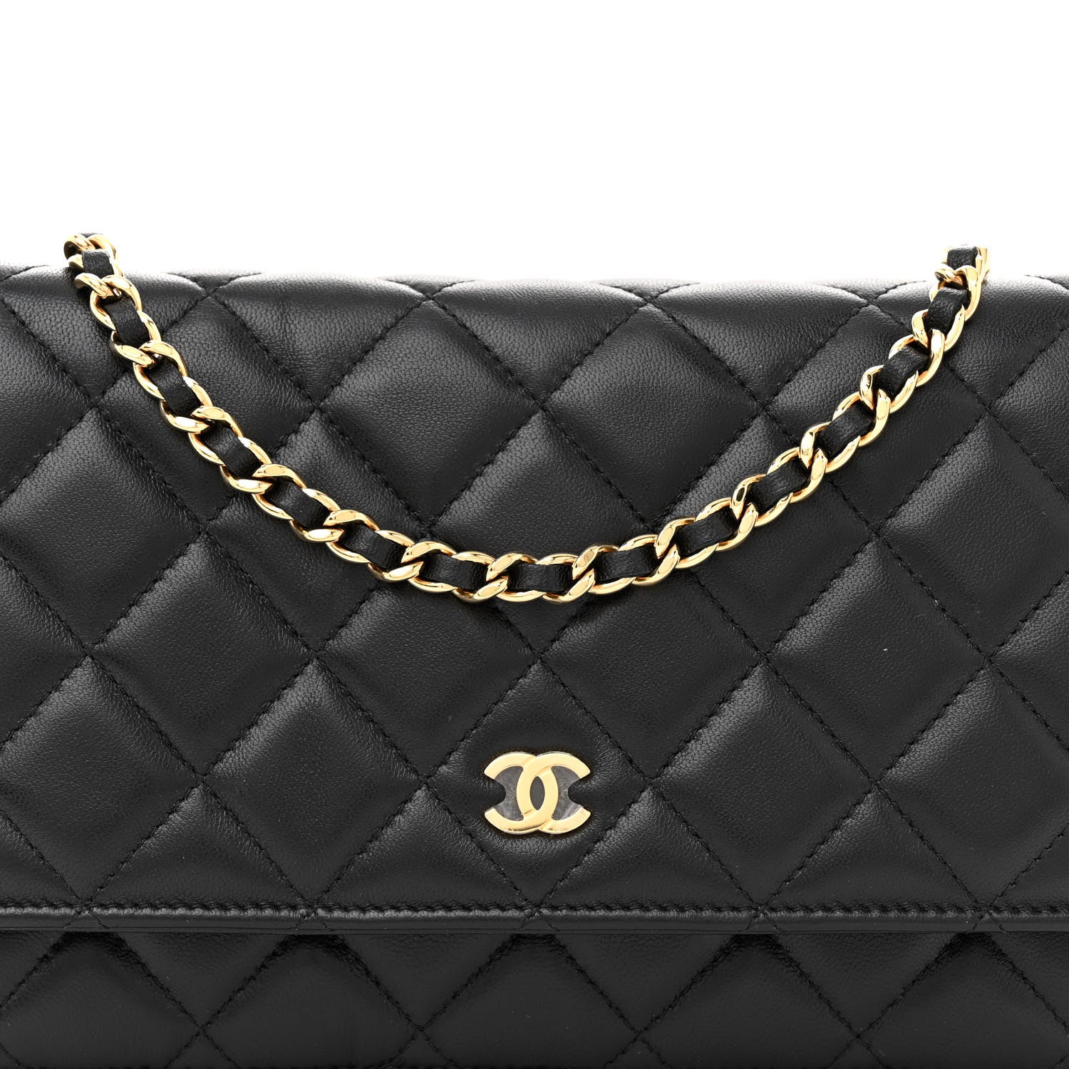 Chanel Lambskin Quilted Wallet On Chain WOC Black 9 of 13