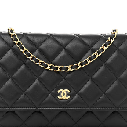 Chanel Lambskin Quilted Wallet On Chain WOC Black 9 of 13