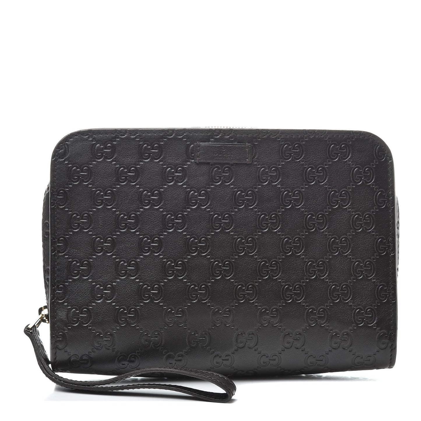 Guccissima Zip Clutch Dark Brown