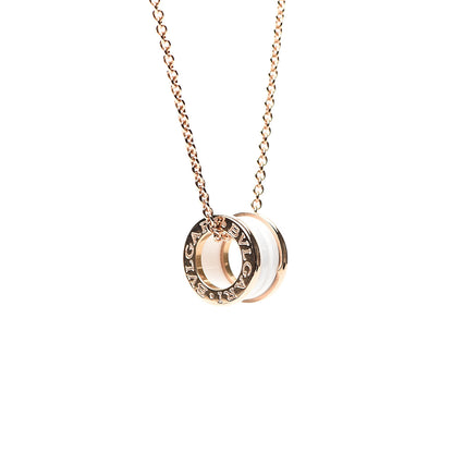 Bulgari 18K Rose Gold White Ceramic B.Zero1 Pendant Necklace 3 of 5