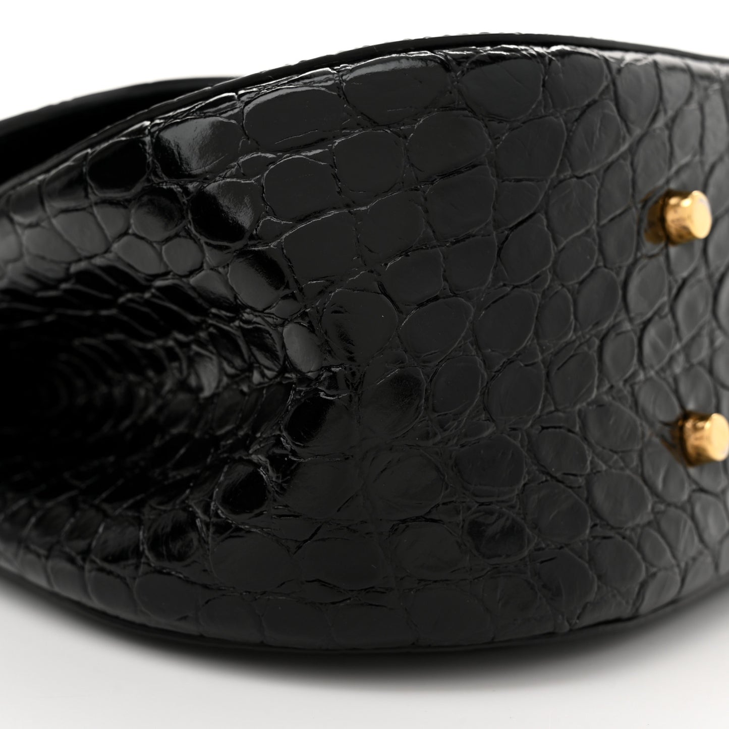 Calfskin Crocodile Embossed Greca Goddess Top Handle Bag Black