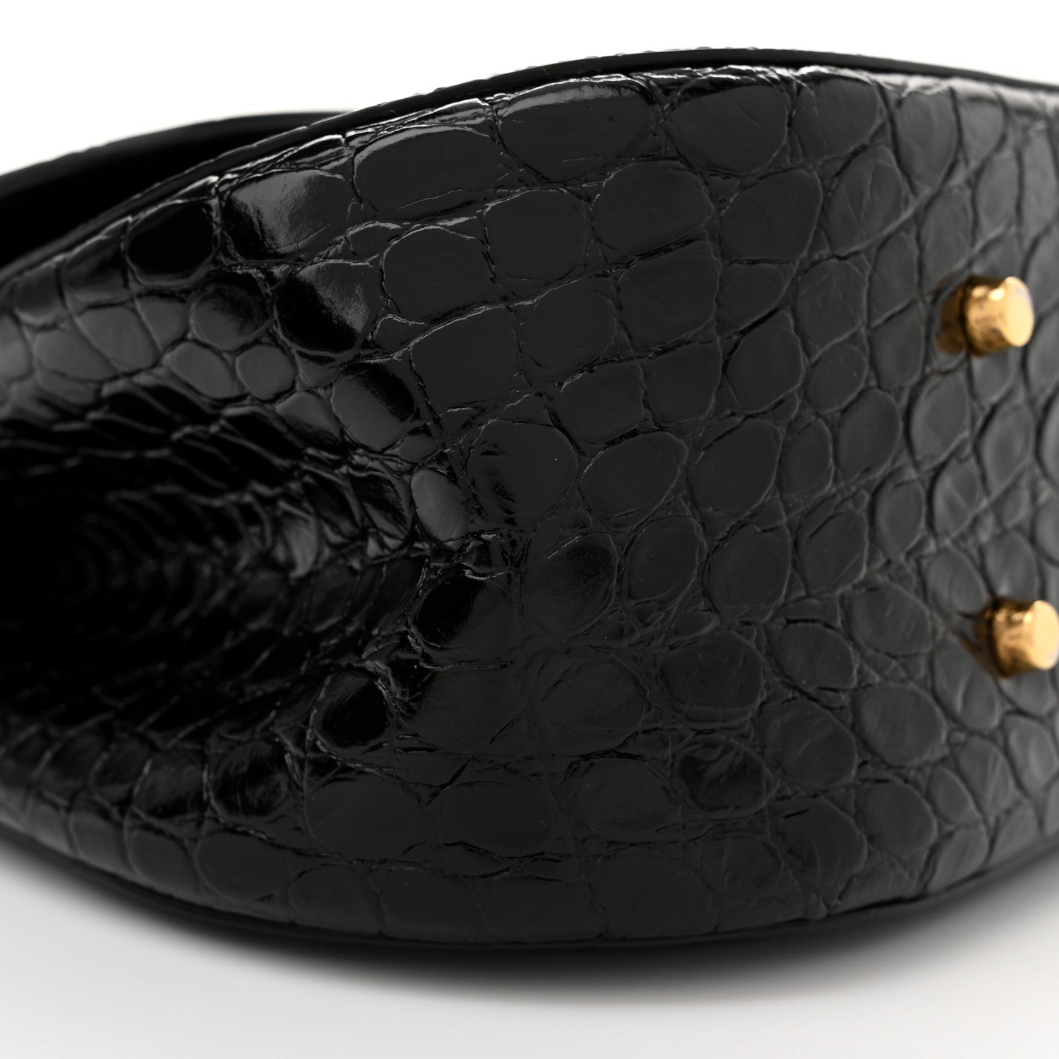Versace Calfskin Crocodile Embossed Greca Goddess Top Handle Bag Black 8 of 11
