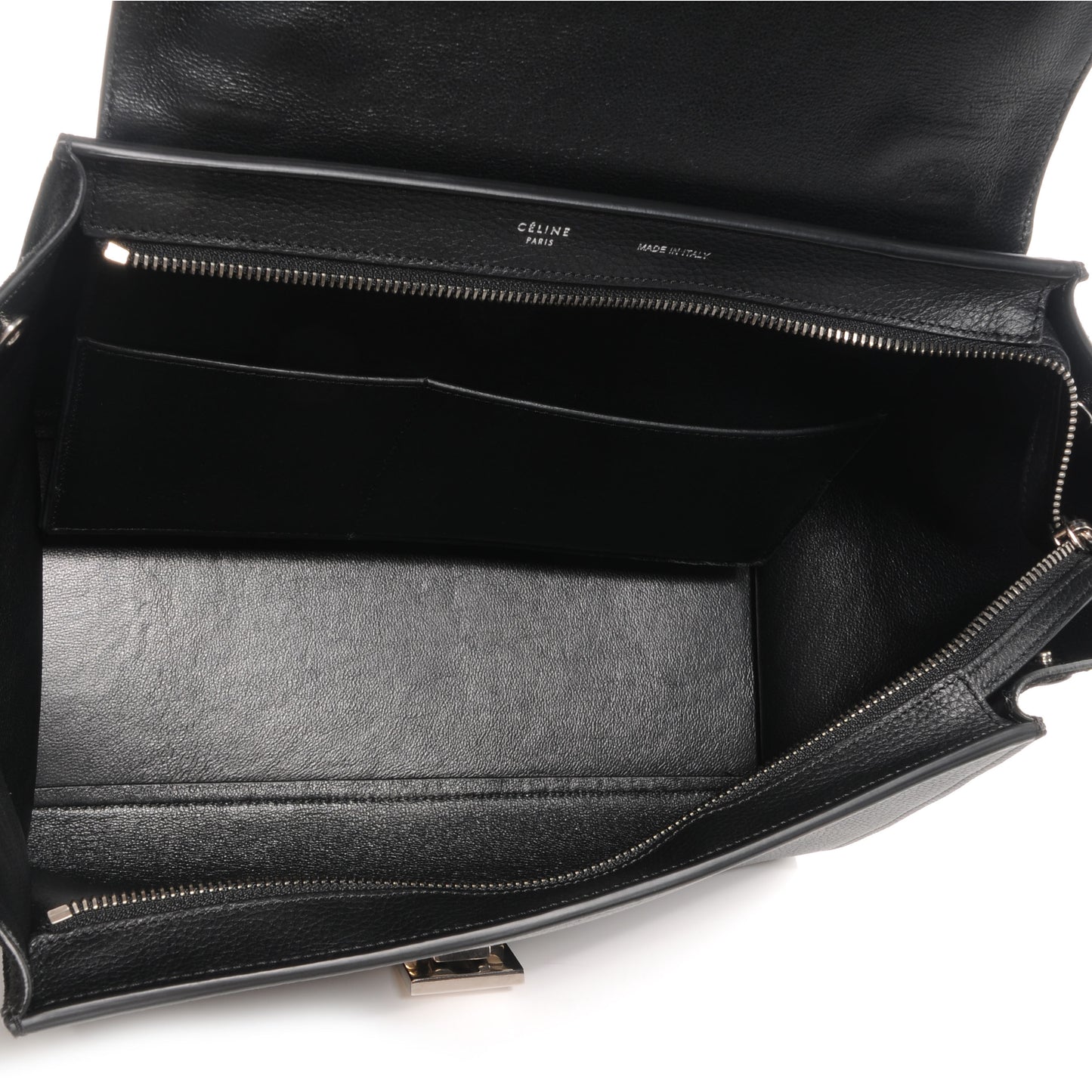 Drummed Leather and Suede Small Trapeze Black