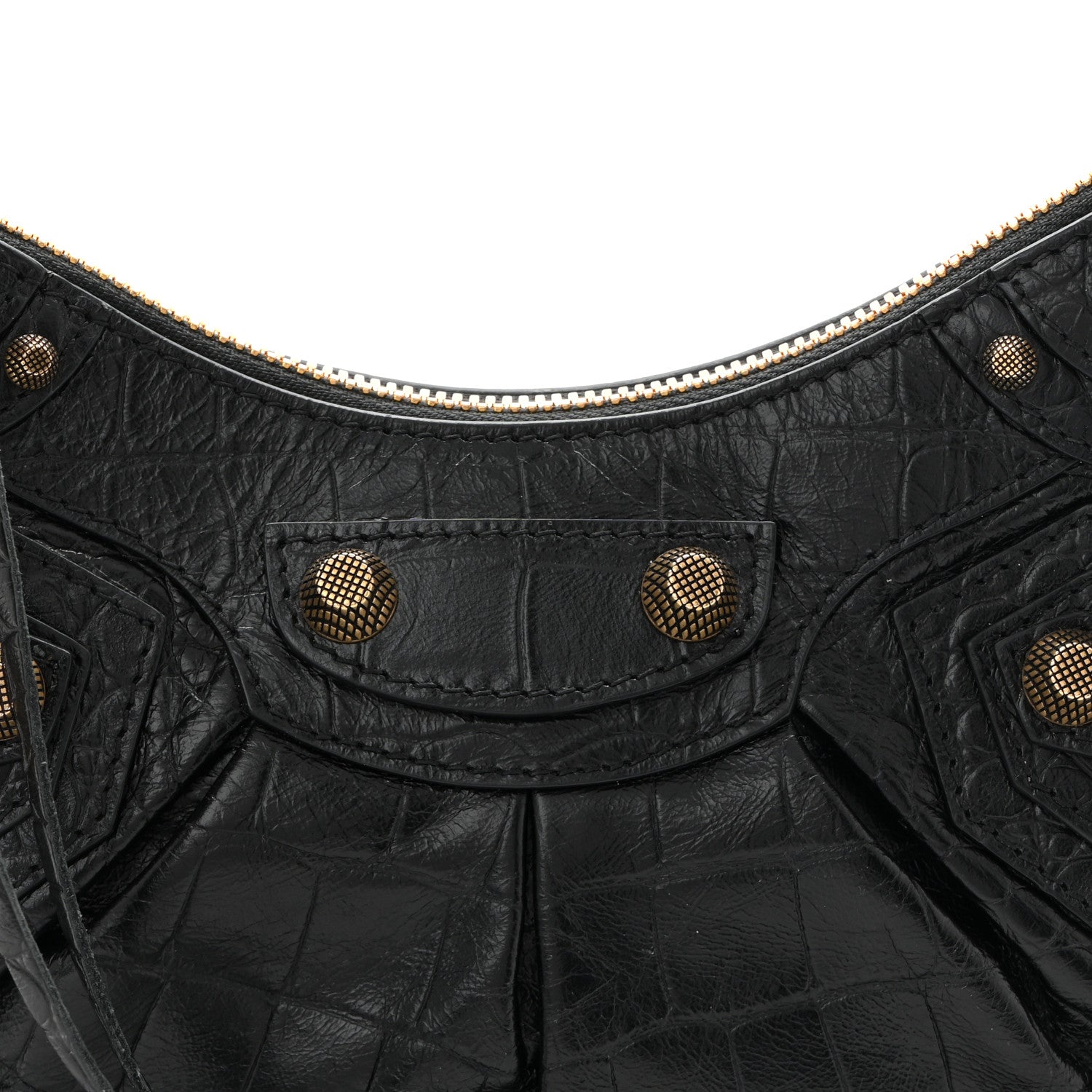Balenciaga Extra Supple Calfskin Crocodile Embossed Le Cagole Shoulder Bag XS Black 9 of 11