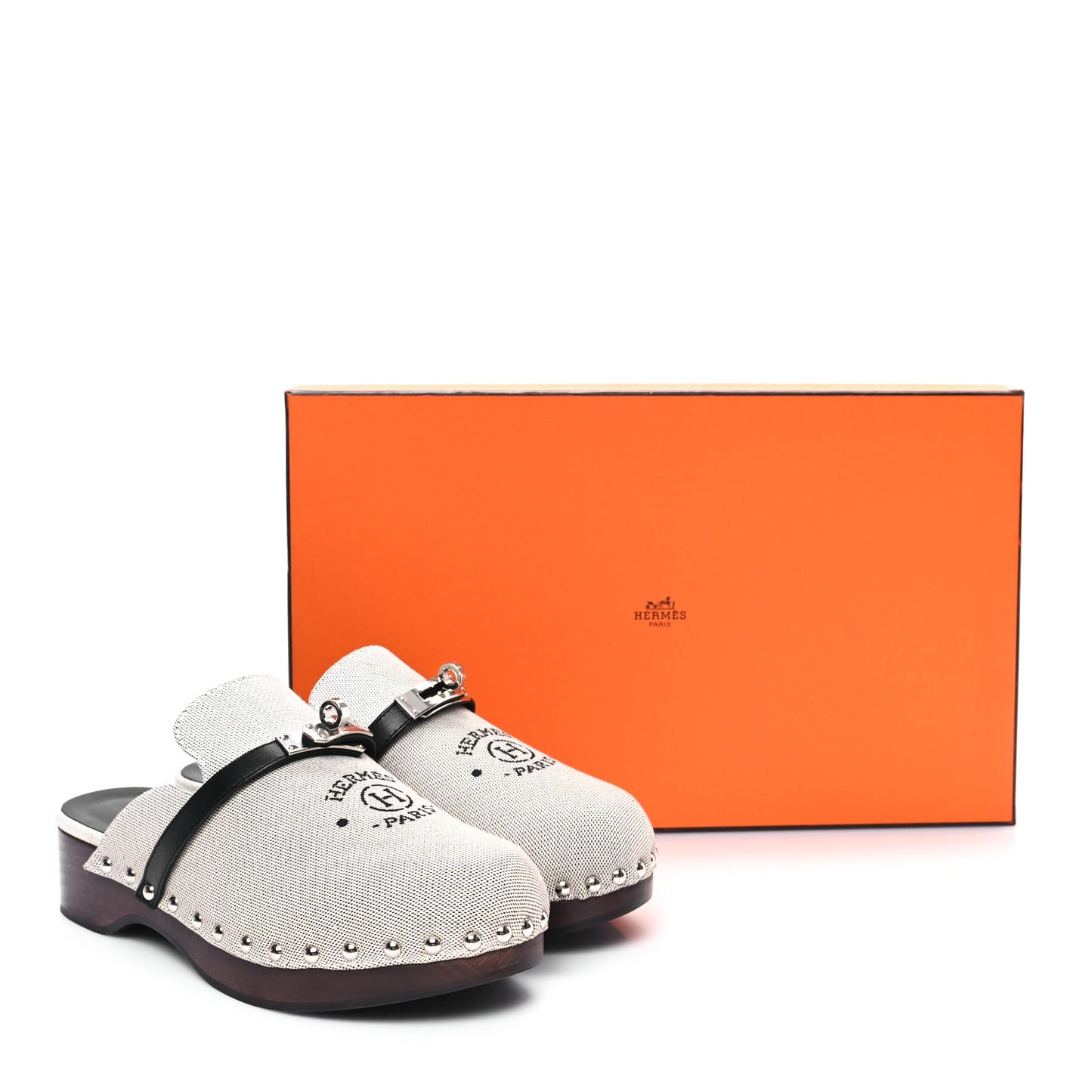 H Canvas Calfskin Carlotta Mules 37 Prunoir Black
