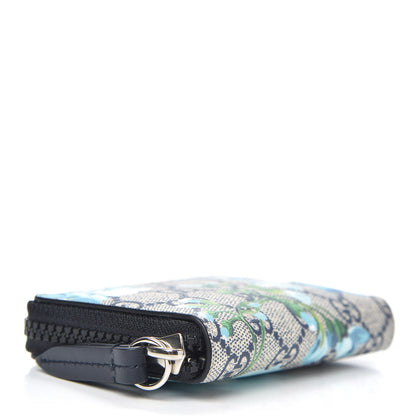 Gucci GG Supreme Monogram Blooms Zip Around Card Case Wallet Beige Blue Navy 4 of 7