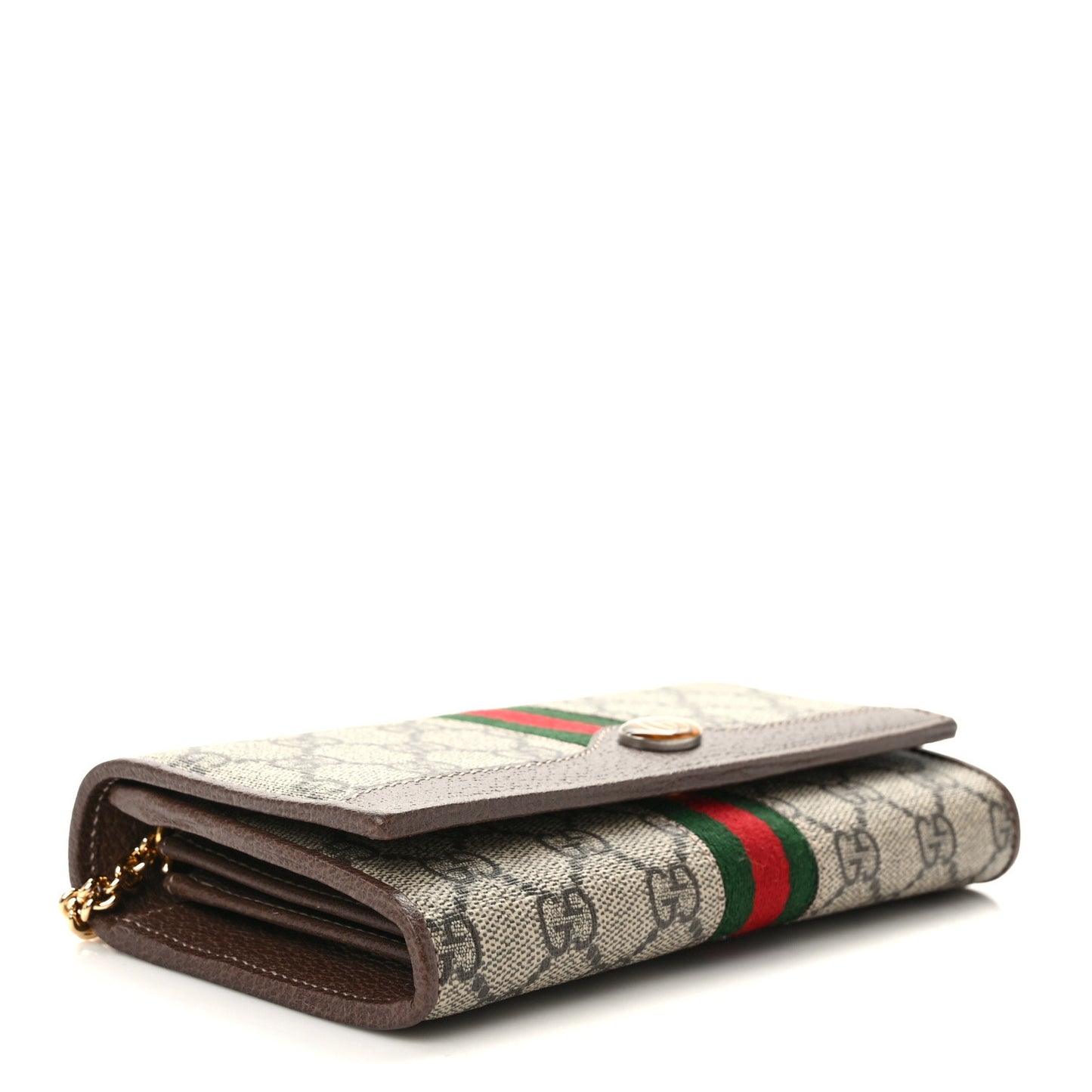GG Supreme Monogram Web Ophidia Wallet On Chain Brown