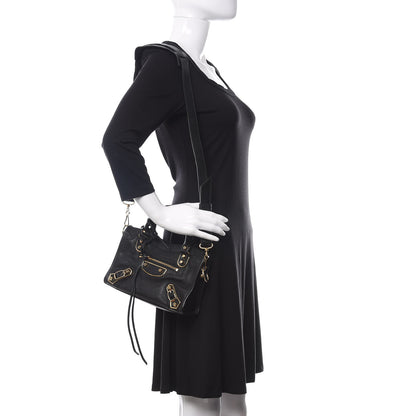 Balenciaga Chevre Gold Metallic Edge Hardware Mini City Black 2 of 11