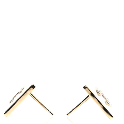Chanel Metal Enamel CC Square Earrings Gold Black White 3 of 4