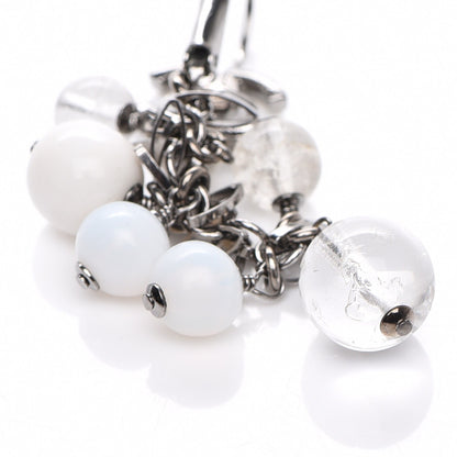 Chanel Enamel Beaded CC Drop Earrings White Silver 5 of 5