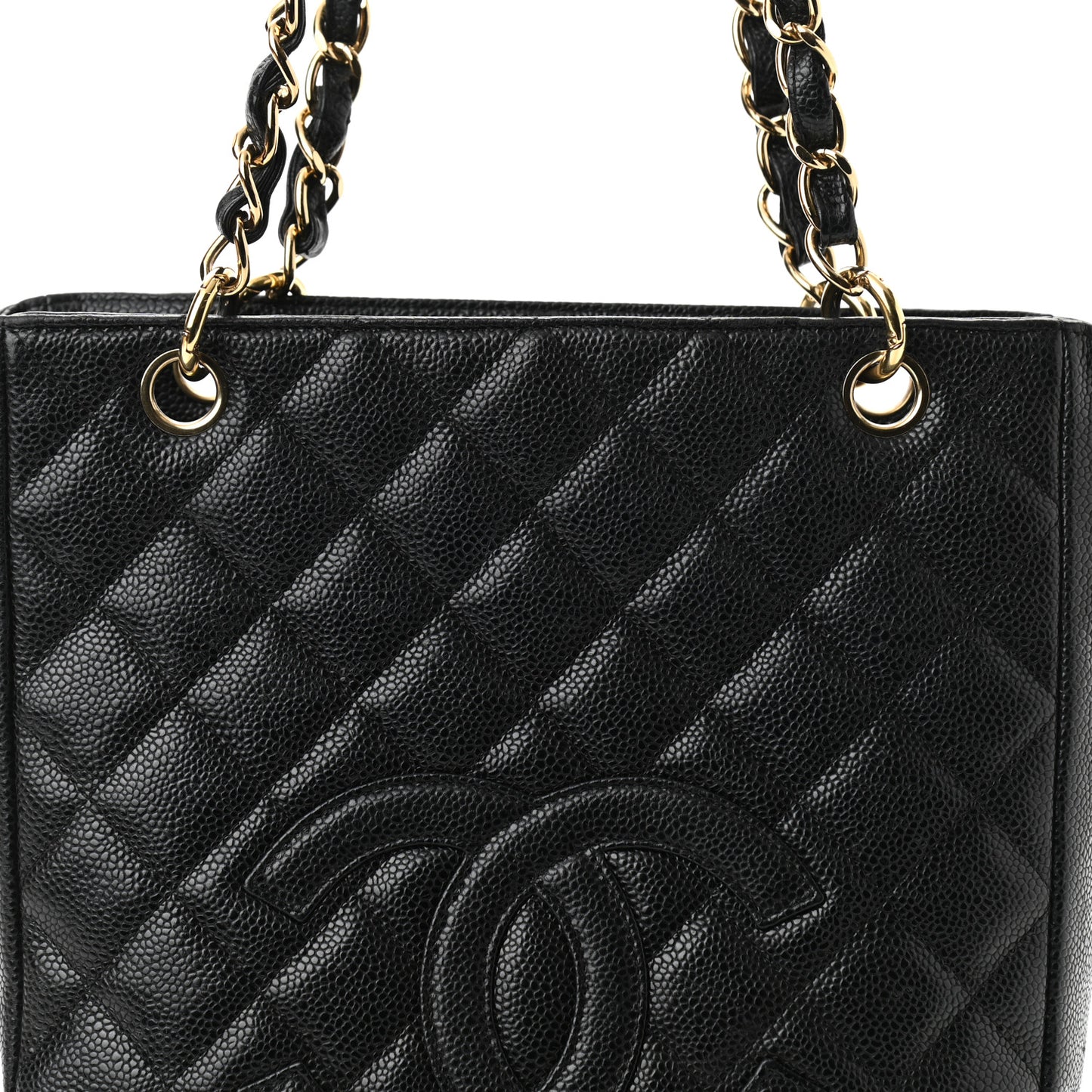 Caviar Quilted Petit Shopping Tote PST Black