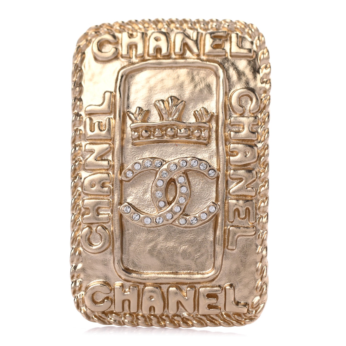 Crystal CC Crown Brooch Gold