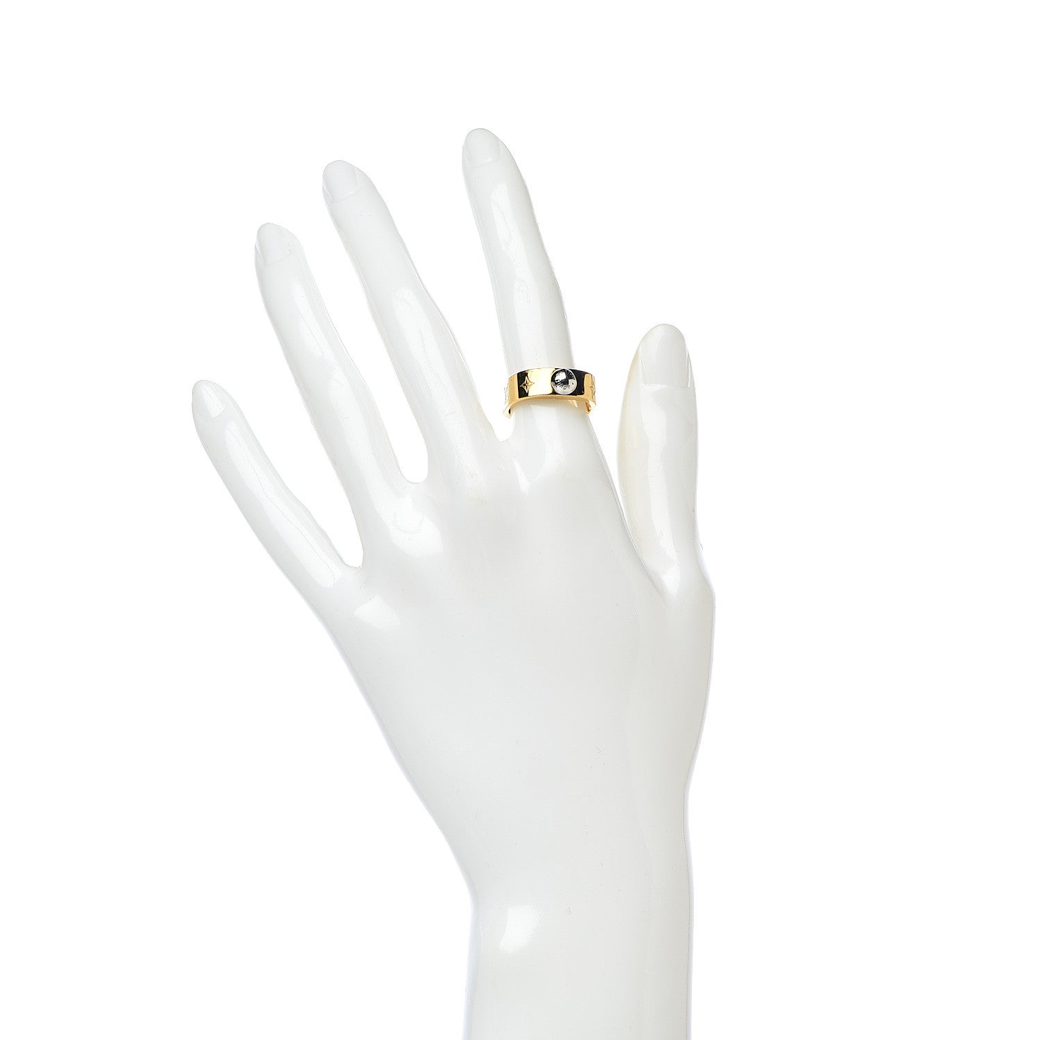 Louis Vuitton Brass Monogram Engraved Nanogram Ring S Gold 2 of 9