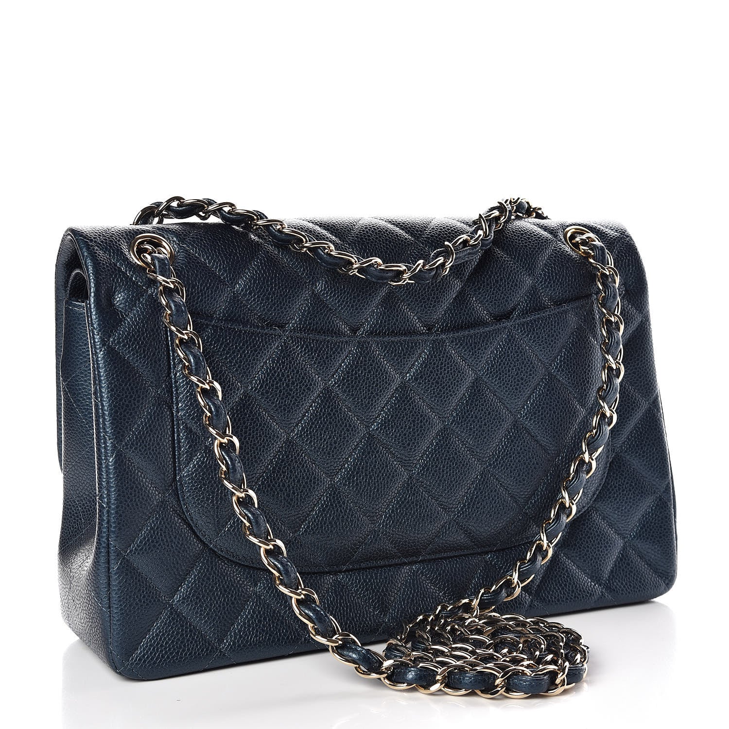 Chanel Iridescent Caviar Quilted Jumbo Double Flap Dark Blue 3 of 10