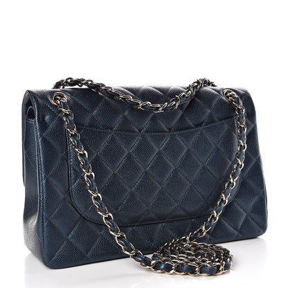 Chanel Iridescent Caviar Quilted Jumbo Double Flap Dark Blue 3 of 10
