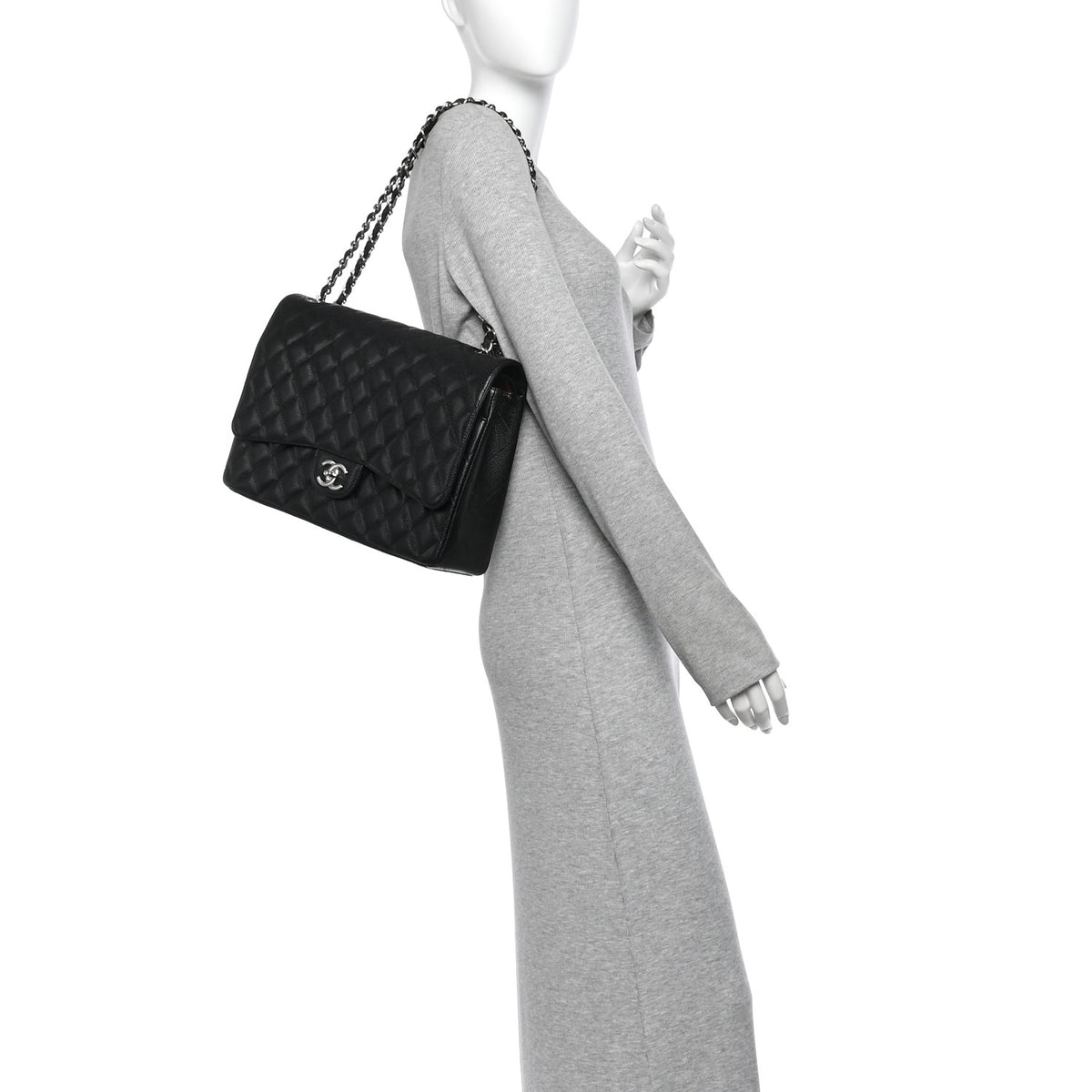 Caviar Quilted Maxi Double Flap Black