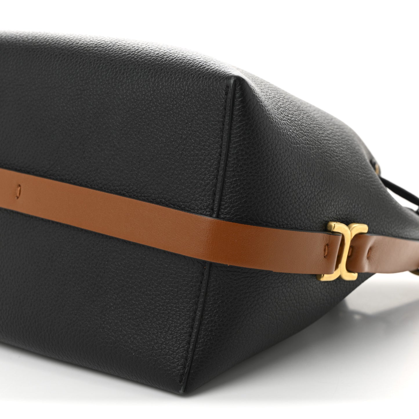 Grained Calfskin Marcie Bucket Bag Black